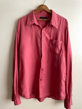 BEDO Men’s 100% Linen Button Up Shirt Dusty Coral Pink Long Sleeve XL